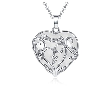 Jovivi Amethyst Rose Quartz Healing Crystal Necklace for Women Flower Leaf Wire Wrapped Crystal Heart Gemstone Pendant Necklace Natural Stone Reiki Quartz Jewelry Mothers Day Gifts - color: Clear Quartz