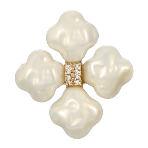 SHE'S FREE STYLE JUST FOR YOU Snail Brooches and pins for women, Sparkling Cubic Zirconia & Pearl Copper Pin, 2.36" Long Clasp Design Playful Jewelry Brooch - color: Pearl White