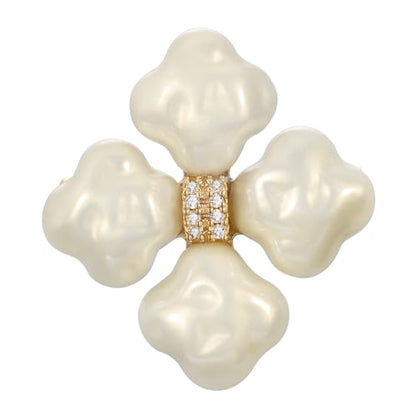 SHE'S FREE STYLE JUST FOR YOU Snail Brooches and pins for women, Sparkling Cubic Zirconia & Pearl Copper Pin, 2.36" Long Clasp Design Playful Jewelry Brooch - color: Pearl White