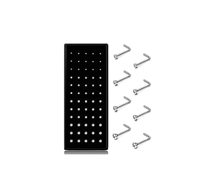 Helicopchain 60-240Pcs Hypoallergenic Nose Studs for Women Men 316L Stainless Steel CZ Nose Piercing Jewelry L Shaped Nose Rings Bone Studs Screw Piercing 20G-22G 1.5mm 2mm 2.5mm 3mm - color: F: 20G(60Pcs L Shaped Nose Stud)
