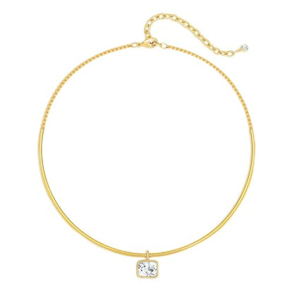 Gold CZ Choker Necklace Trendy Statement | Gold choker necklace, CZ pendant, Adjustable chain, Dainty statement, Summer gift, Gift for women, Lightweight - style: 23490