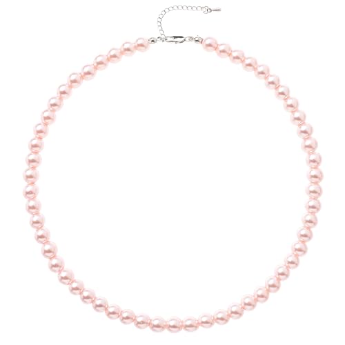 BABEYOND Round Imitation Pearl Necklace Wedding Pearl Necklace for Brides - color: Pink, size: 8mm
