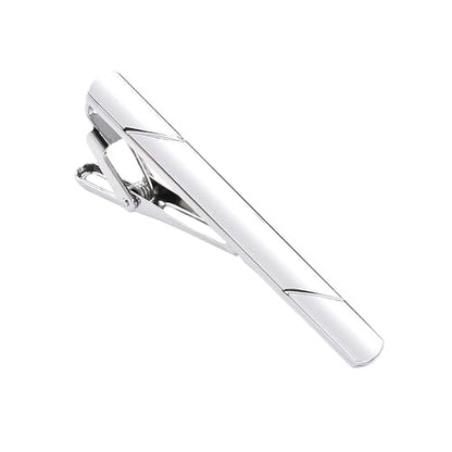Erioctry Mens Stainless Steel Tie Clips Minimalist Necktie Tie Bar Clasp Clip Clamp Pins Best Gift For Men Business Party Wedding Best Gift and Daily Life - color: Silver