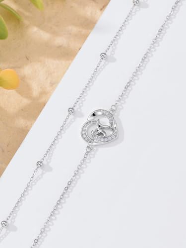 Dorunmo Initial Anklet 925 Sterling Silver Letter A-Z Layered Heart Anklet Beach Jewelry Birthday Gifts for Women - color: A