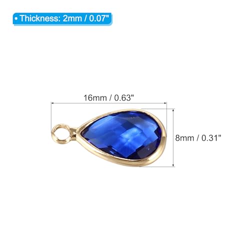 PATIKIL Birthstone Charm Beads Drop Pendant, Handmade Birthstone for Personalized Earrings Bracelet Necklace - color: Dark Blue, size: 0.63" x 0.31"