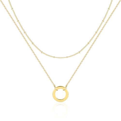 Lock Necklace for Women Paperclip Link Chain Padlock Necklace Non-Tarnish - color: Gold - Layered Hoop Pendant Necklace