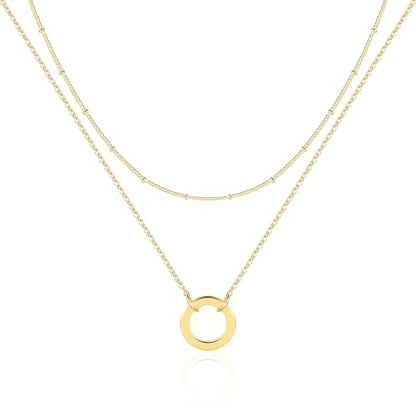 Lock Necklace for Women Paperclip Link Chain Padlock Necklace Non-Tarnish - color: Gold - Layered Hoop Pendant Necklace