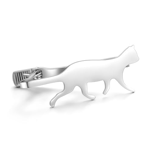 STJARNA Cat Tie Clip Stainless Steel Tie Bar Personalized Unique Gift for Men - style: Classic Silver Cat Clip