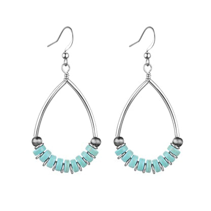 Boho Turquoise Dangle Earrings For Women Trendy,Western Blue Gemstone Drop Earings,Vintage Gothic Ethnic Statement Beach Vacation Long Birthstone Earrings with Leaf Teardrop Turquoise Crystal Tassels,Fashion Jewelry Birthday Gift. - style: A5 Turquoise Li