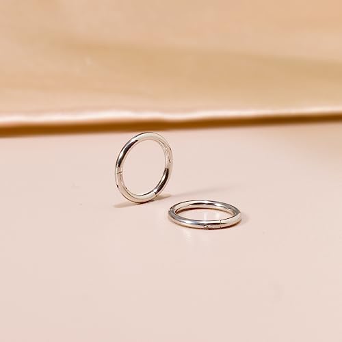 Small Gold Hoop Earrings, Lightweight 14K Gold Plated Huggie Hoop Earrings for Cartilage Helix Tragus, Hypoallergenic Earrings for Women Men, Tiny Thin Hoops Surgical Steel Endless Hoops Earrings 6-10 mm - color: 7mm Hoop Silver-18g