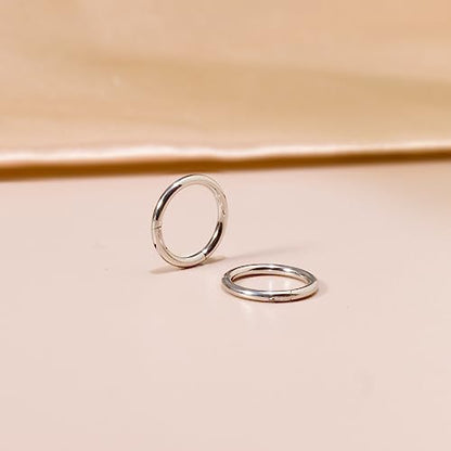 Small Gold Hoop Earrings, Lightweight 14K Gold Plated Huggie Hoop Earrings for Cartilage Helix Tragus, Hypoallergenic Earrings for Women Men, Tiny Thin Hoops Surgical Steel Endless Hoops Earrings 6-10 mm - color: 7mm Hoop Silver-18g