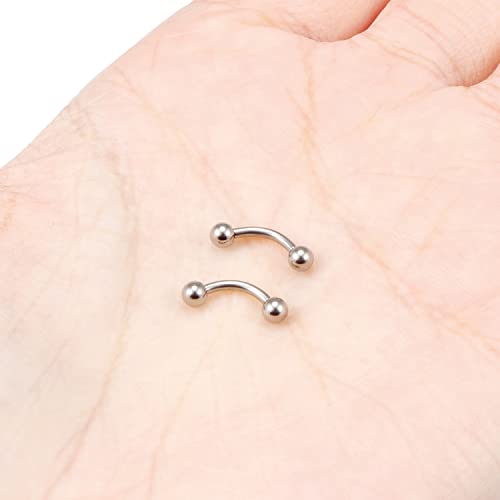 14G 16G Eyebrow Piercing Jewelry G23 Titanium Curved Barbell Eyebrow Ring Vertical Labret Lip Jewelry Rook Daith Earrings Piercing Jewelry for Women Men 6mm 8mm 10mm 12mm 14mm 16mm - color: 16G-6mm