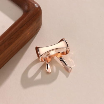 Bowknot Oblate Silk Scarf Ring Brooch for Women Metal Elegant Bow Butterfly Shawl Scarves Buckle Wrap Clasp Clip Rings Brooches Fashion Delicate Wedding Anniversary Dress Accessories Jewelry - color: Rose Gold Plated
