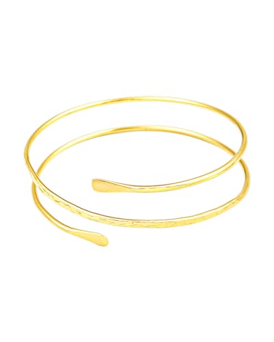 Minimalist Gold Arm Cuff Bracelet Upper Arm Band Cuff Bangle for Women Adjustable Armband Set 6 Pieces - color: 6pc A
