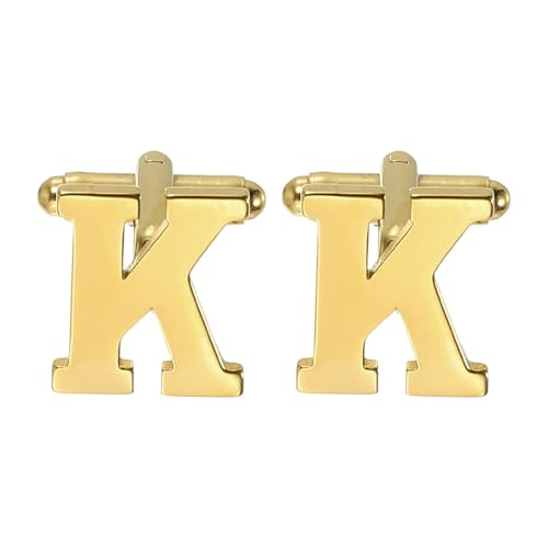 PATIKIL Initial Cufflinks, Classic Alphabet Stainless Steel Men Cuff Links 26 Letters A-Z with Box for Men Father Husband Weddings Gift Business Birthday - style: Letter K