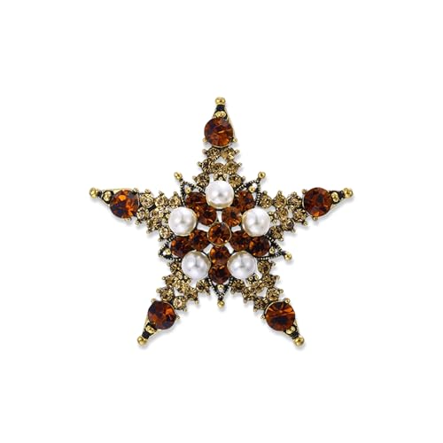 Crystal Flower Brooch Pins for Women Elegant Enamel Rhinestone Floral Brooches Pin Fashion Jewelry for Party Dance Wedding Banquet Brooch for Women Gift - color: Crystal Star