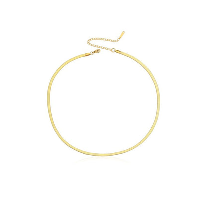 IDOKAWA 14K Gold/Silver Plated Snake Chain Necklace Herringbone Necklace Gold Choker Necklaces for Women Gifts Jewelry 3MM(W) 16"(L) - color: Gold