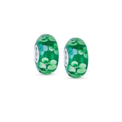 Bling Jewelry .925 Sterling Silver Murano Glass Floral Blue Green Pink Red Black White Flower Spacer Charm Bead For Women Teen for Bracelet - color: Green Set