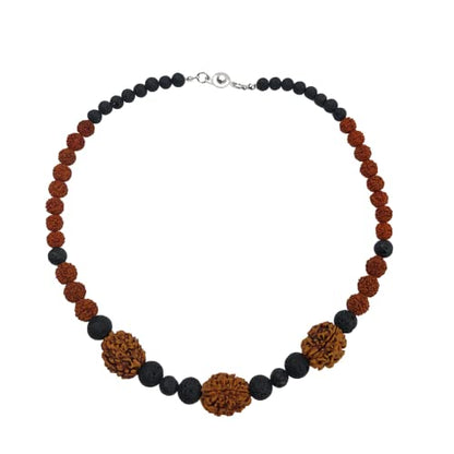 Energized Rudraksha Shiva Necklace - HANDMADE, Hindu Meditation Mala with Original 5 and 3 Mukhi Face Rudraksh Beads, Negative Energy Protection Jewelry for Men and Women