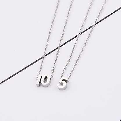 Number Necklace for Women Dainty 18K Gold Plated Pendant Necklace Charm Birth Month Personalized Jewelry Birthday Gift - color: SILVER, style: Number 11