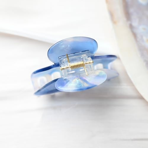 Handmade Celluloid Acetate French Design Barrettes Tortoise Shell Claws Hair Claw Luxury Fashion Accessories Hair Clip for Women (aespa blue) - color: aespa blue