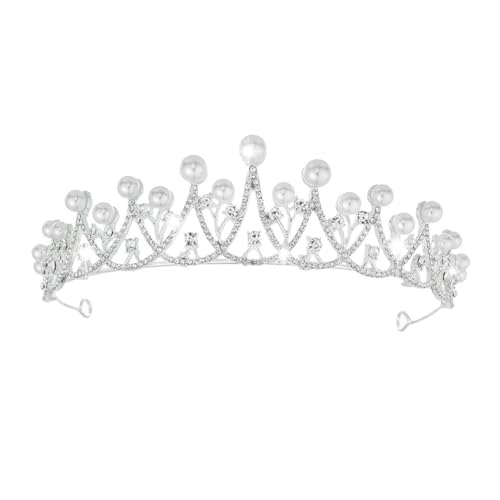 Wedding Crystal Tiara for Women Elegant Bridal Pearl Rhinestone Crown Swan Queen Princess Costume Crown Star Crystal Headpiece Accessory for Cosplay Birthday Party - color: Pearl 2