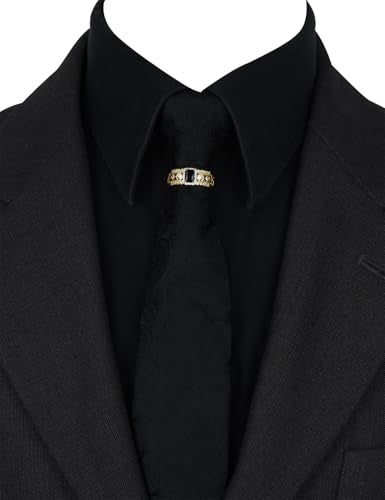 Sparkling Crystal Men's Neck Tie Ring Tie Clasp Necktie Clips Holder Tie Accessories with Box for Wedding Jewelry Gift - style: Gold Clips with Black Square CZ