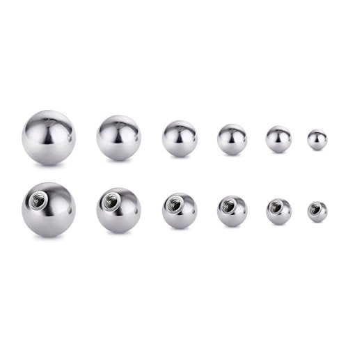 Threaded 316L Steel Replacement Balls Piercing Parts for Body Jewelry 14G 16G Barbell - style: 8pcs Mix per size