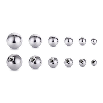 Threaded 316L Steel Replacement Balls Piercing Parts for Body Jewelry 14G 16G Barbell - style: 8pcs Mix per size