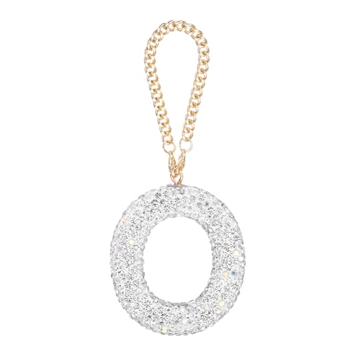 MECCANIXITY Bling Car Letter Charm, Initial O Letter Interior Car Rear View Mirror Decoration Hanging Crystal Ornaments for Women Bags Water Cup DIY Craft, Silver - style: Letter O