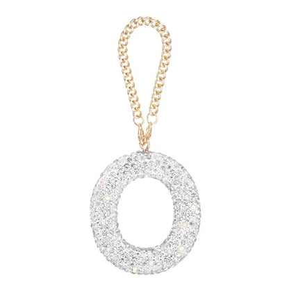 MECCANIXITY Bling Car Letter Charm, Initial O Letter Interior Car Rear View Mirror Decoration Hanging Crystal Ornaments for Women Bags Water Cup DIY Craft, Silver - style: Letter O