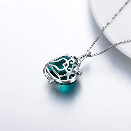 AOBOCO I Love You Sterling Silver 12 Birthstone Heart Pendant Necklace Embellished with Crystals from Austria, Mother's Day Anniversary Birthday Jewelry Christmas Gifts for Women Grandma Nana - color: F-May