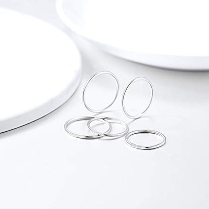 PROSTEEL Stainless Steel Rings Set, Women's Plain Band Knuckle Stacking Midi Rings Comfort Fit, Silver/Gold/Rose Gold/Black Tone, Multi Size #4-#12 - color: I 5 pcs-925 Sterling Silver