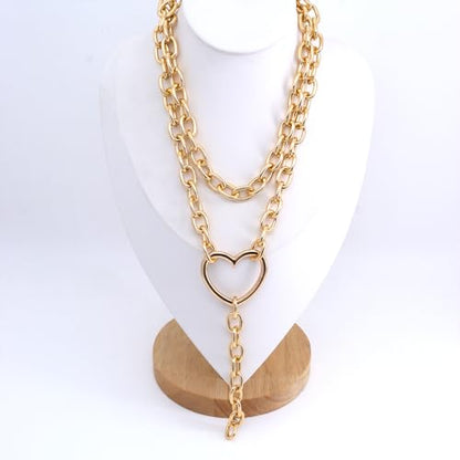 FUTIMELY Layered Chunky Y Necklace,Minimalist Plated Gold Geometric Thick Chain Lariat Necklace,Charming Adjustable Hip Hop Collarbone Necklace for Women - color: Gold