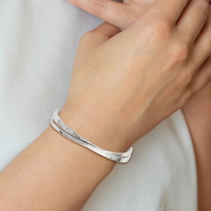 Chisel Crystal Adjustable Bangle Bracelet in Stainless Steel