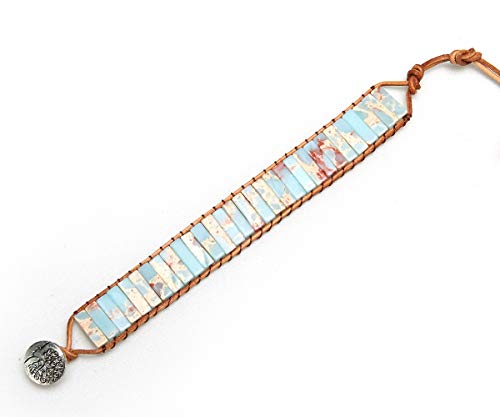 7 Chakra Bracelet Bohemian Handmade Leather Wrap Healing Protection Natural Stone Yoga Beaded Bracelets Boho Friendship Jewelry - color: Beige Emperor