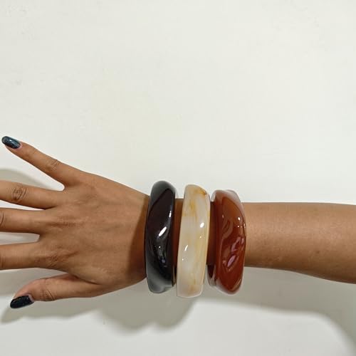 2PCS Chunky Acrylic Bracelet for Women Large Square Resin Cuff Vintage Open Bangle Bracelets Wide Geometric Jewelry - style: 3pcs-red+beige+red
