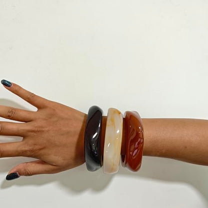 2PCS Chunky Acrylic Bracelet for Women Large Square Resin Cuff Vintage Open Bangle Bracelets Wide Geometric Jewelry - style: 3pcs-red+beige+red