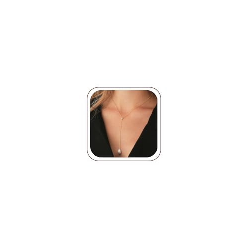 Ritach Pearl Necklaces for Women - Real Gold Plated Dainty Pearl Necklace Daisy Round Drop Pearl Choker Necklace Layered Gold Necklace for Women Teen Girls Bridesmaid Wedding Birthday Gifts - style: Gold-Y-shaped Pearl with CZ