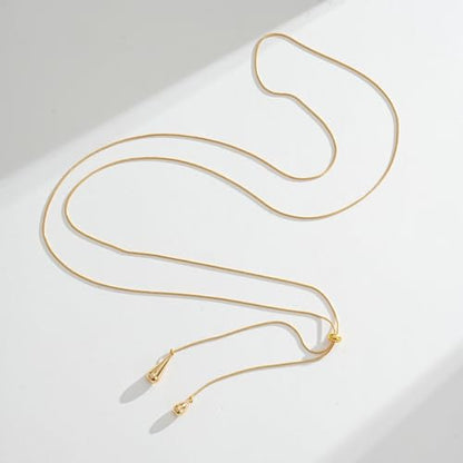 YUJIE Long Gold Y Necklace for Women - Adjustable Lariat Pendant Snake Chain, 14K Gold Plated Dainty Teardrop Necklace for Trendy & Formal Wear - color: golden