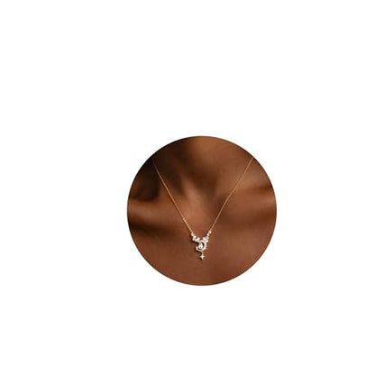 Valloey Rover Gold Star Necklace for Women: Danity 14K Gold Plated Star Moon Charm Pendant with Cubic Zirconia Choker Necklace for Women Trendy Jewelry Gift - color: moon star