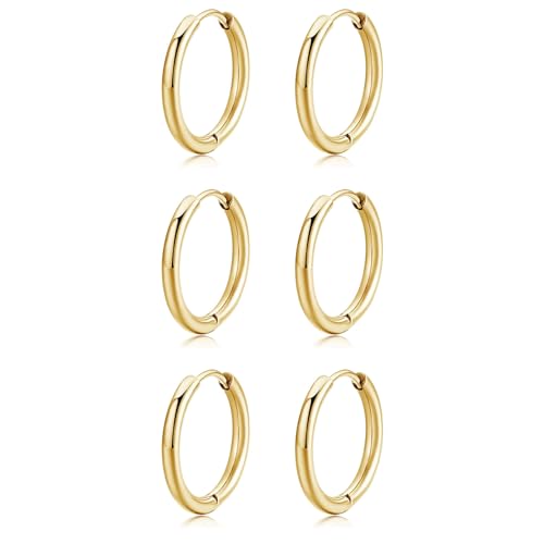 Huggie Hoop Earrings Small Hypoallergenic 14K Gold Plated Huggie Earrings For Women Simple Huggie Stud Earrings - color: Gold-8/8/8mm