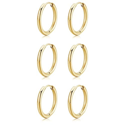 Huggie Hoop Earrings Small Hypoallergenic 14K Gold Plated Huggie Earrings For Women Simple Huggie Stud Earrings - color: Gold-8/8/8mm