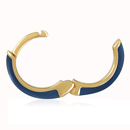14K Gold Plated Sterling Silver Enamel Color Huggie Hoop Earrings for Women – Wide Range of Vibrant Color Options Available - color: Blue ( Navy )