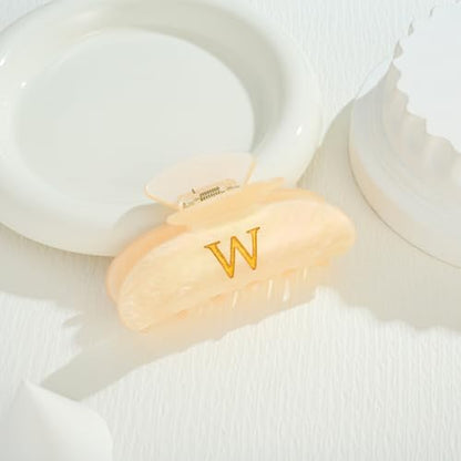 LILIE&WHITE Acrylic Letter Hair Clips For Women Stylish W Initial Hair Claw | Alphabet Hair Clip Fashion Glitter Monogram Claw Clip Elegant And Durable Hair Accessory Large Hair Clips W - color: HC22539W