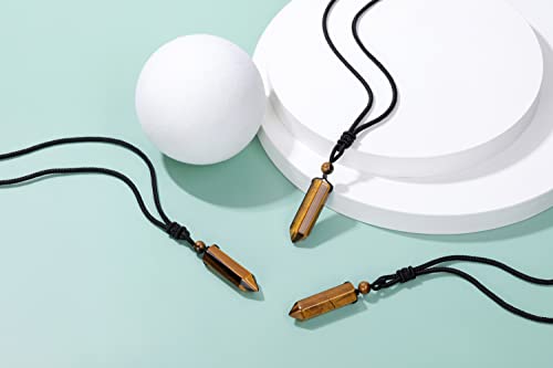 Top Plaza Healing Crystal Stone Necklaces for Men Hexagonal Pendant Necklaces Adjustable Braided Rope Natural Gemstone Necklace Jewelry Christmas Gift for Dad, Husband - color: Tiger Eye Stone