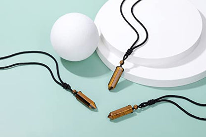Top Plaza Healing Crystal Stone Necklaces for Men Hexagonal Pendant Necklaces Adjustable Braided Rope Natural Gemstone Necklace Jewelry Christmas Gift for Dad, Husband - color: Tiger Eye Stone