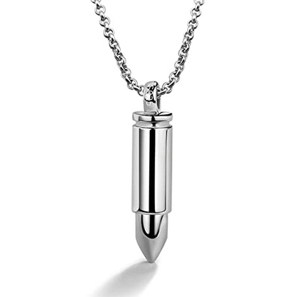 H&Beautimer Genuise 925 Sterling Silver Italian Handmade Rolo Chain Bullet Pendant Necklace for Men's 18/20/22/24/26/28/30 Inch Body Jewelry - size: 22 inch
