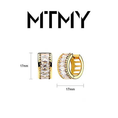 Huggie Hoop Earrings 14K Gold Plated Cubic Zirconia Dainty Simple Cute Beads Elegant CZ Circle Small Hoop Earring for Women Minimalist Handmade Hypoallergenic Jewelry - color: CZ-T