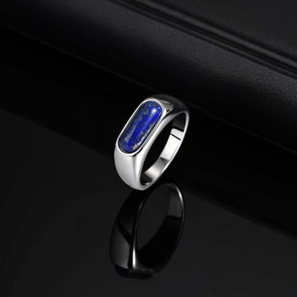 Kemstone Stainless Steel Lapis Lazuli Signet Ring for Men - size: 7